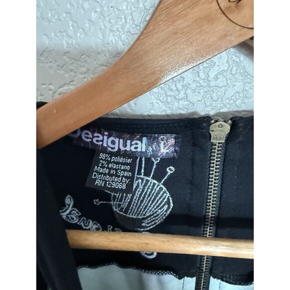 Desigual Striped Floral Tank Dress Large Embroidered Art To Wear - Picture 2 of 3